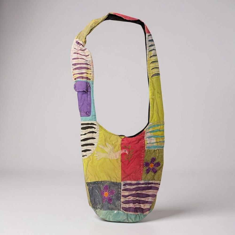 🧵 Boho Patchwork Sling Bag | Handmade Cotton Crossbody